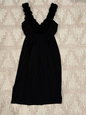 Maggy London Black Sleeveless Dress with Ruffle Neckline